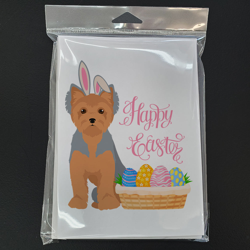 Blue and Tan Puppy Cut Yorkshire Terrier Easter Greeting Cards Pack of 8 Blank Cards with Envelopes Whimsical A7 Size 5x7