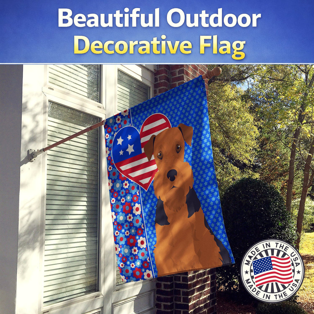 Black and Tan Airedale Terrier USA American House Flag 28x40 Porch Sleeve Pole Decorative Outside Yard Banner Artwork Wall Hanging, Polyester