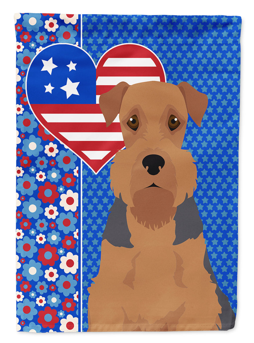 Grizzle and Tan Airedale Terrier USA American House Flag 28x40 Porch Sleeve Pole Decorative Outside Yard Banner Artwork Wall Hanging, Polyester