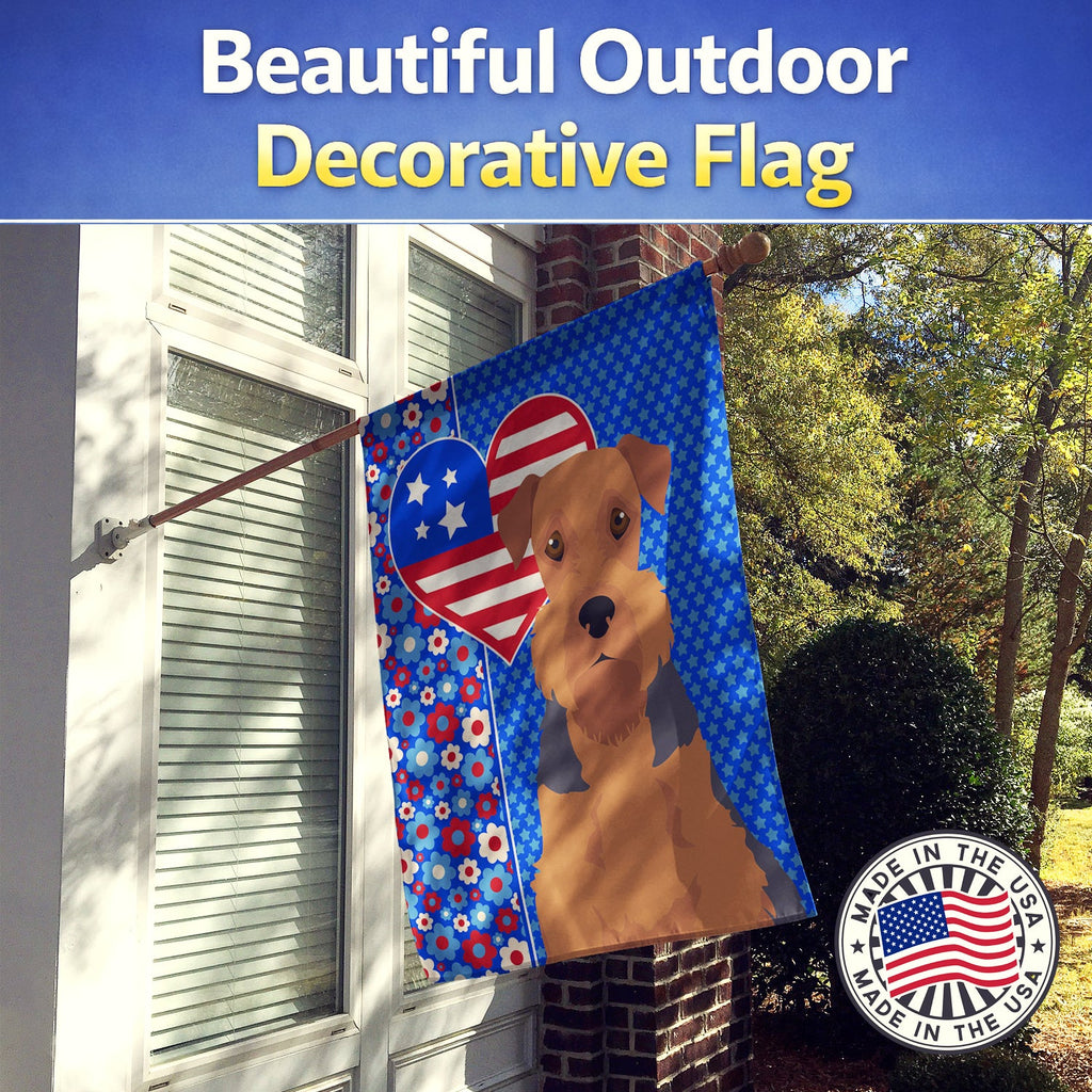 Grizzle and Tan Airedale Terrier USA American House Flag 28x40 Porch Sleeve Pole Decorative Outside Yard Banner Artwork Wall Hanging, Polyester