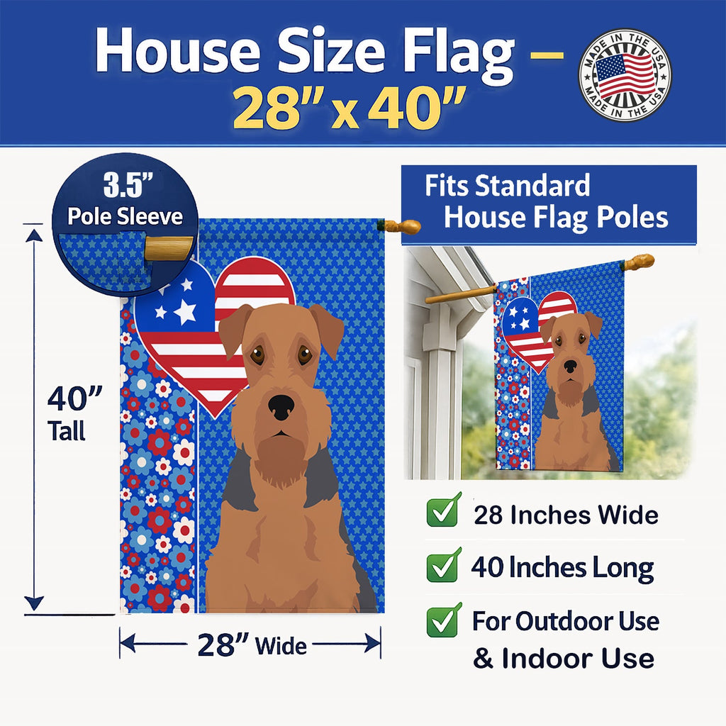 Grizzle and Tan Airedale Terrier USA American House Flag 28x40 Porch Sleeve Pole Decorative Outside Yard Banner Artwork Wall Hanging, Polyester
