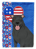 Black Pit Bull Terrier USA American House Flag 28x40 Porch Sleeve Pole Decorative Outside Yard Banner Artwork Wall Hanging, Polyester
