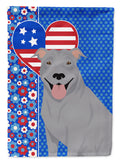 Blue Pit Bull Terrier USA American House Flag 28x40 Porch Sleeve Pole Decorative Outside Yard Banner Artwork Wall Hanging, Polyester
