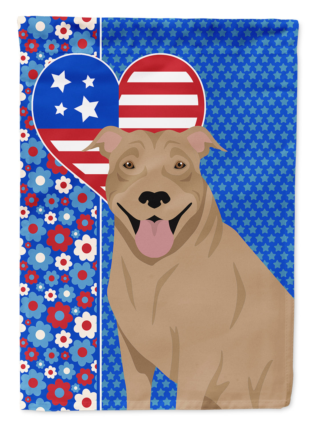 Fawn Pit Bull Terrier USA American House Flag 28x40 Porch Sleeve Pole Decorative Outside Yard Banner Artwork Wall Hanging, Polyester