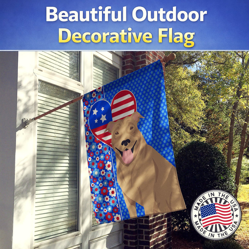 Fawn Pit Bull Terrier USA American House Flag 28x40 Porch Sleeve Pole Decorative Outside Yard Banner Artwork Wall Hanging, Polyester