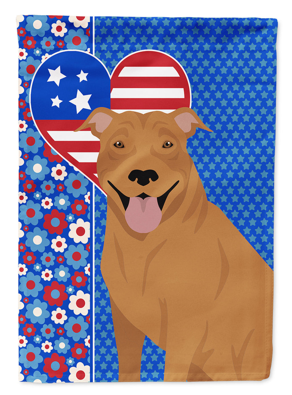 Red Pit Bull Terrier USA American House Flag 28x40 Porch Sleeve Pole Decorative Outside Yard Banner Artwork Wall Hanging, Polyester