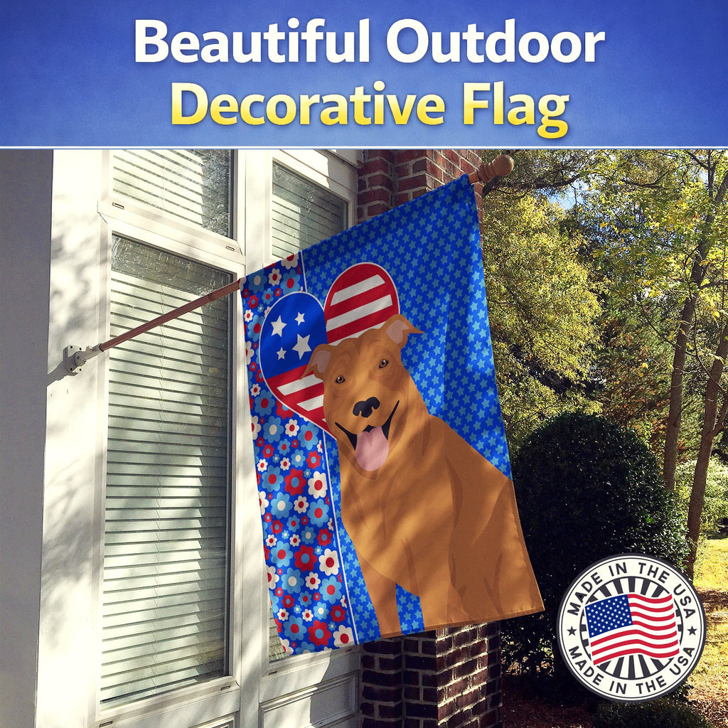 Red Pit Bull Terrier USA American House Flag 28x40 Porch Sleeve Pole Decorative Outside Yard Banner Artwork Wall Hanging, Polyester