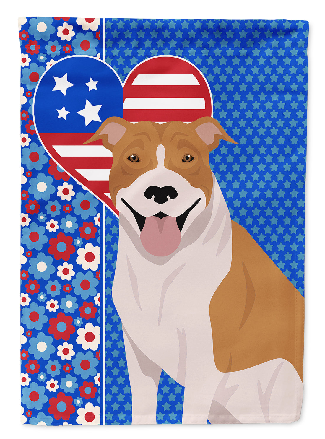 Red and White Pit Bull Terrier USA American House Flag 28x40 Porch Sleeve Pole Decorative Outside Yard Banner Artwork Wall Hanging, Polyester