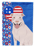 White Pit Bull Terrier USA American House Flag 28x40 Porch Sleeve Pole Decorative Outside Yard Banner Artwork Wall Hanging, Polyester