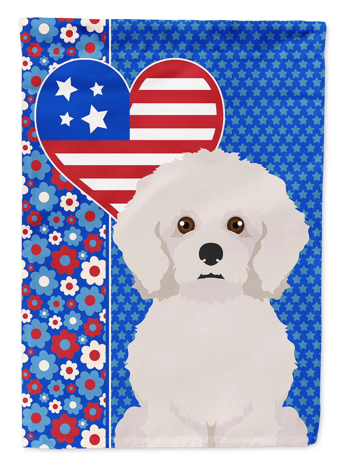 Bichon Frise USA American House Flag 28x40 Porch Sleeve Pole Decorative Outside Yard Banner Artwork Wall Hanging, Polyester