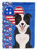 Black and White Border Collie USA American House Flag 28x40 Porch Sleeve Pole Decorative Outside Yard Banner Artwork Wall Hanging, Polyester