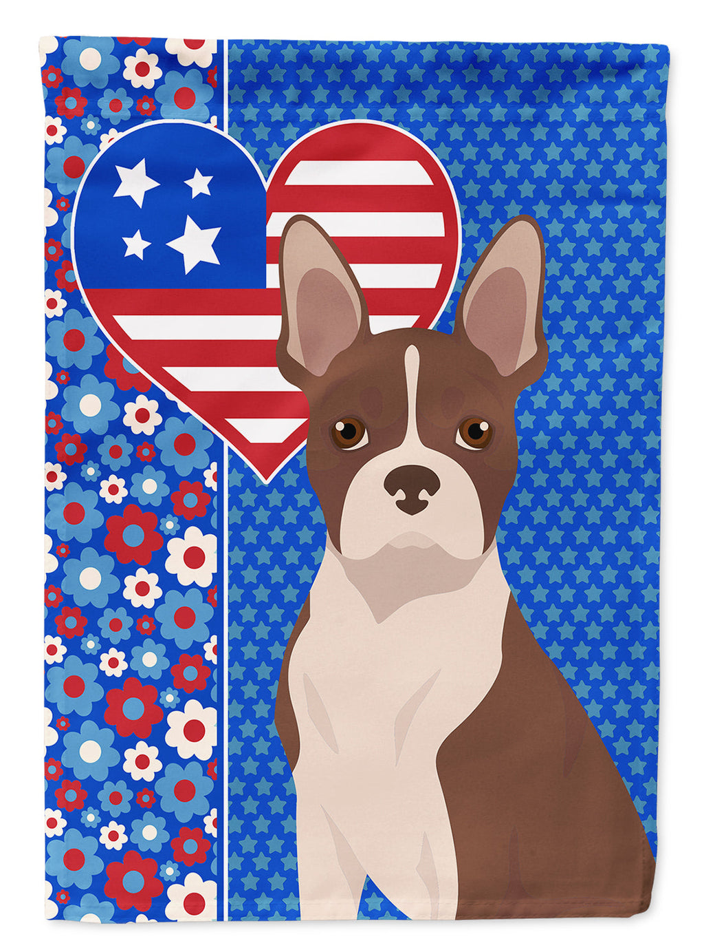 Red Boston Terrier USA American House Flag 28x40 Porch Sleeve Pole Decorative Outside Yard Banner Artwork Wall Hanging, Polyester