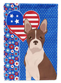 Red Boston Terrier USA American House Flag 28x40 Porch Sleeve Pole Decorative Outside Yard Banner Artwork Wall Hanging, Polyester