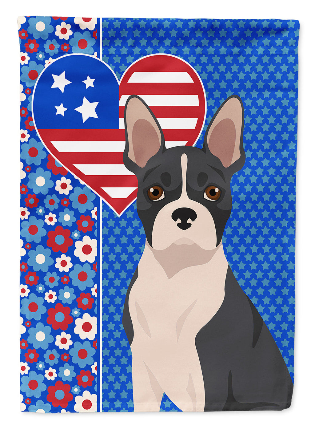 Black Boston Terrier USA American House Flag 28x40 Porch Sleeve Pole Decorative Outside Yard Banner Artwork Wall Hanging, Polyester