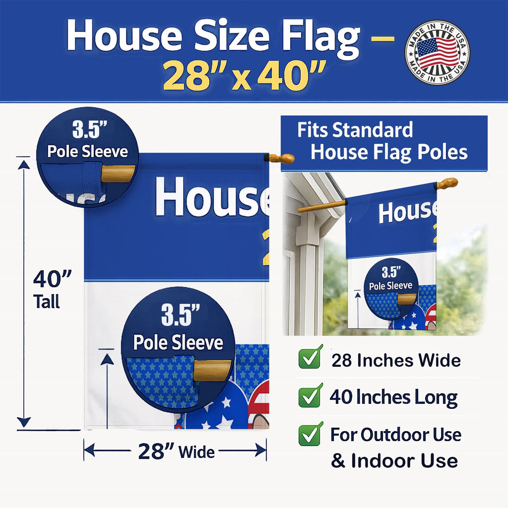 Fawn Boston Terrier USA American House Flag 28x40 Porch Sleeve Pole Decorative Outside Yard Banner Artwork Wall Hanging, Polyester