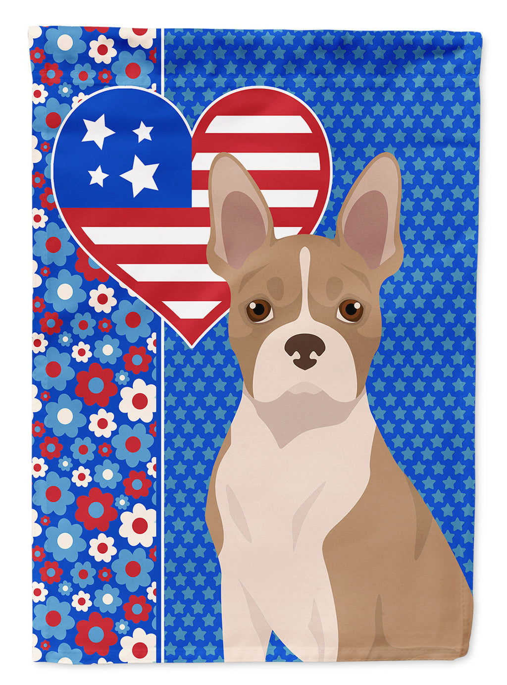 Fawn Boston Terrier USA American House Flag 28x40 Porch Sleeve Pole Decorative Outside Yard Banner Artwork Wall Hanging, Polyester