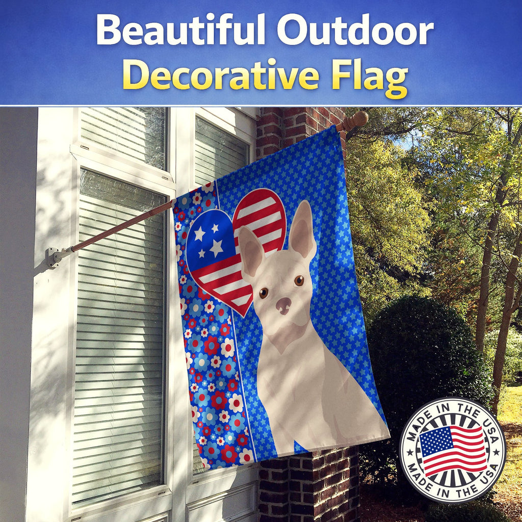 White Boston Terrier USA American House Flag 28x40 Porch Sleeve Pole Decorative Outside Yard Banner Artwork Wall Hanging, Polyester