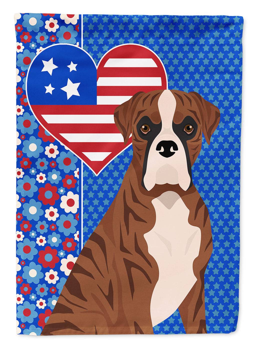 Natural Eared Red Brindle Boxer USA American House Flag 28x40 Porch Sleeve Pole Decorative Outside Yard Banner Artwork Wall Hanging, Polyester