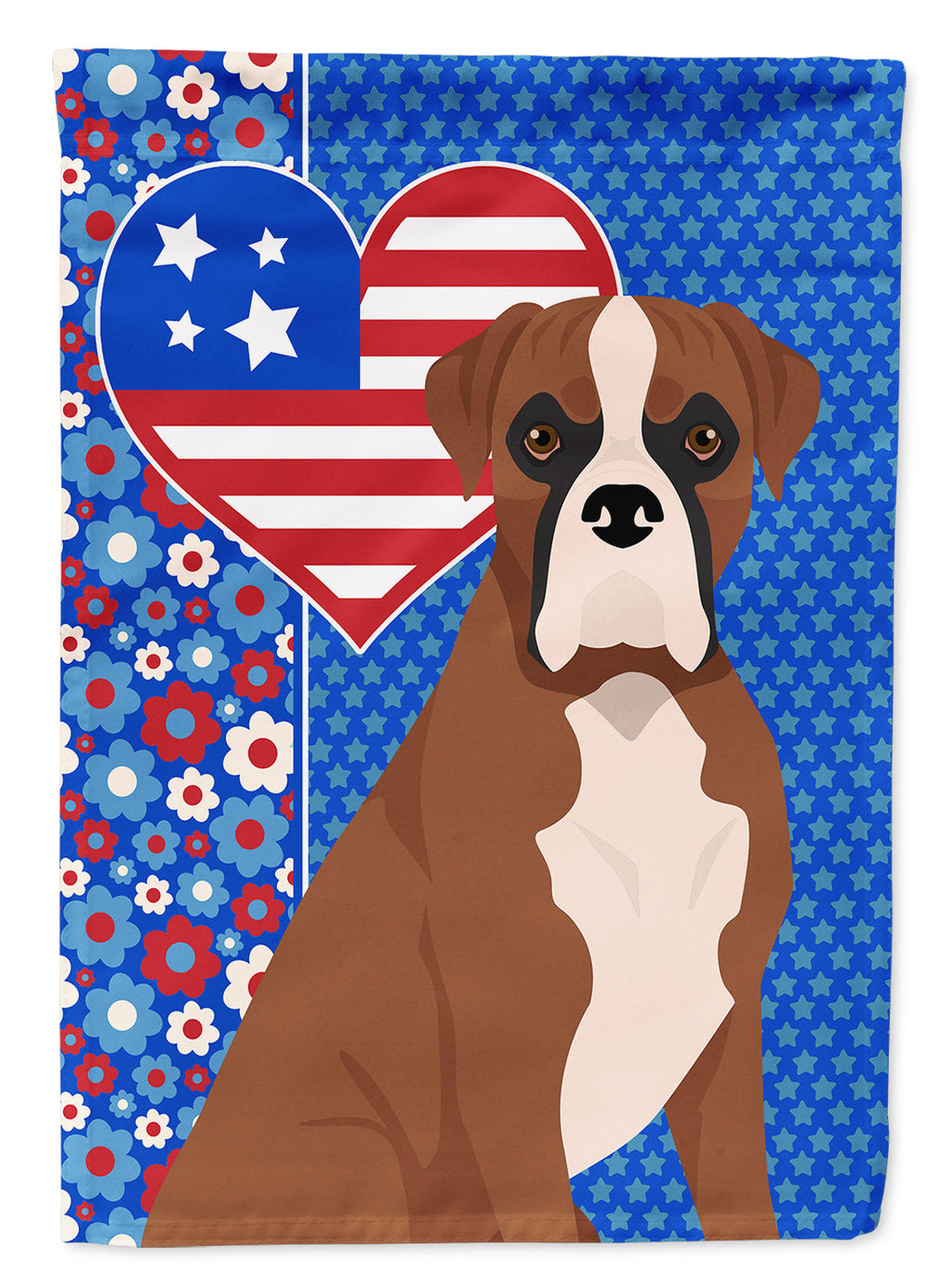 Natural Eared Red Fawn Boxer USA American House Flag 28x40 Porch Sleeve Pole Decorative Outside Yard Banner Artwork Wall Hanging, Polyester