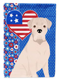 Natural Eared White Boxer USA American House Flag 28x40 Porch Sleeve Pole Decorative Outside Yard Banner Artwork Wall Hanging, Polyester