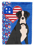 Natural Eared Black Boxer USA American House Flag 28x40 Porch Sleeve Pole Decorative Outside Yard Banner Artwork Wall Hanging, Polyester