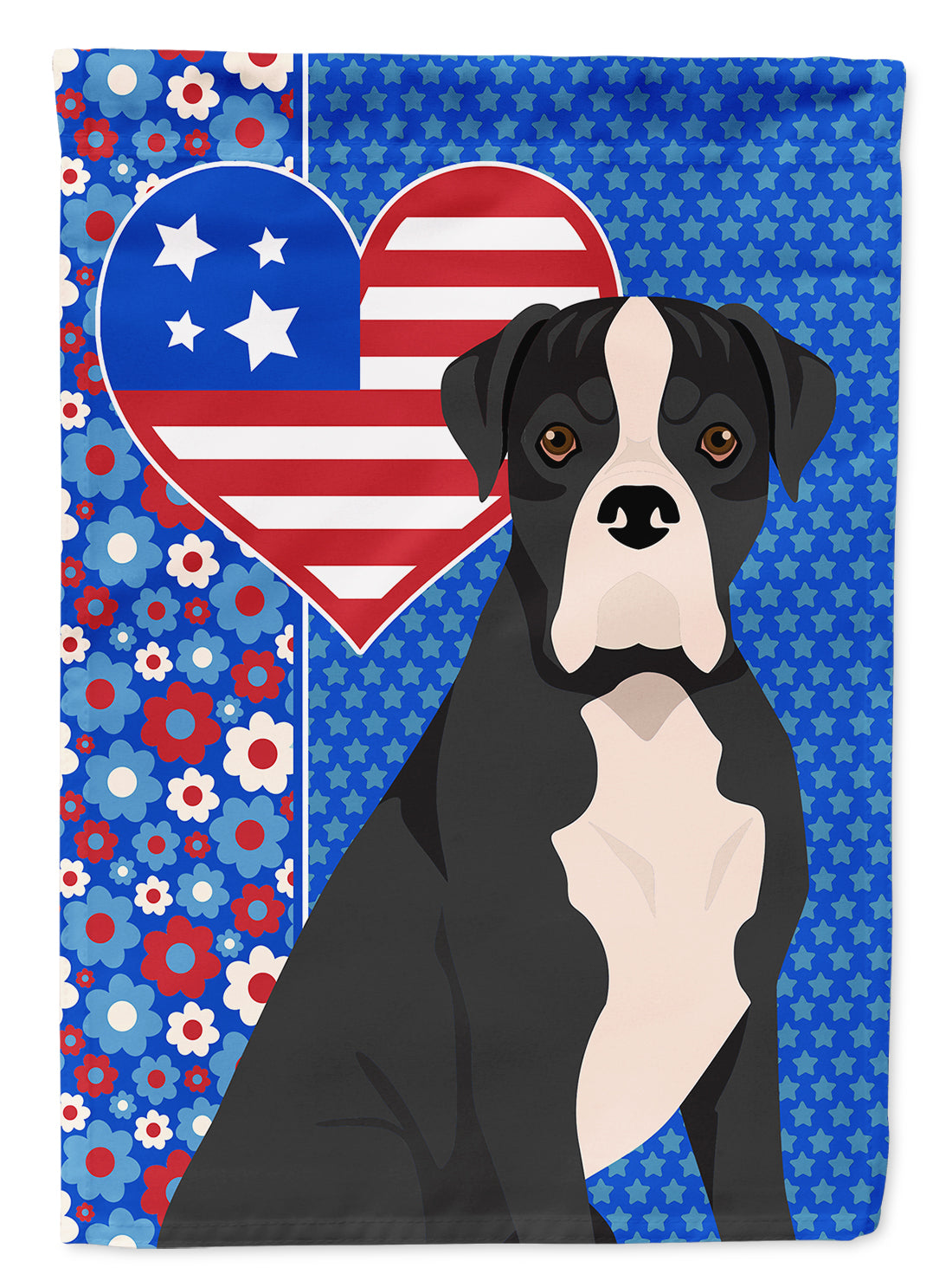 Natural Eared Black Boxer USA American House Flag 28x40 Porch Sleeve Pole Decorative Outside Yard Banner Artwork Wall Hanging, Polyester