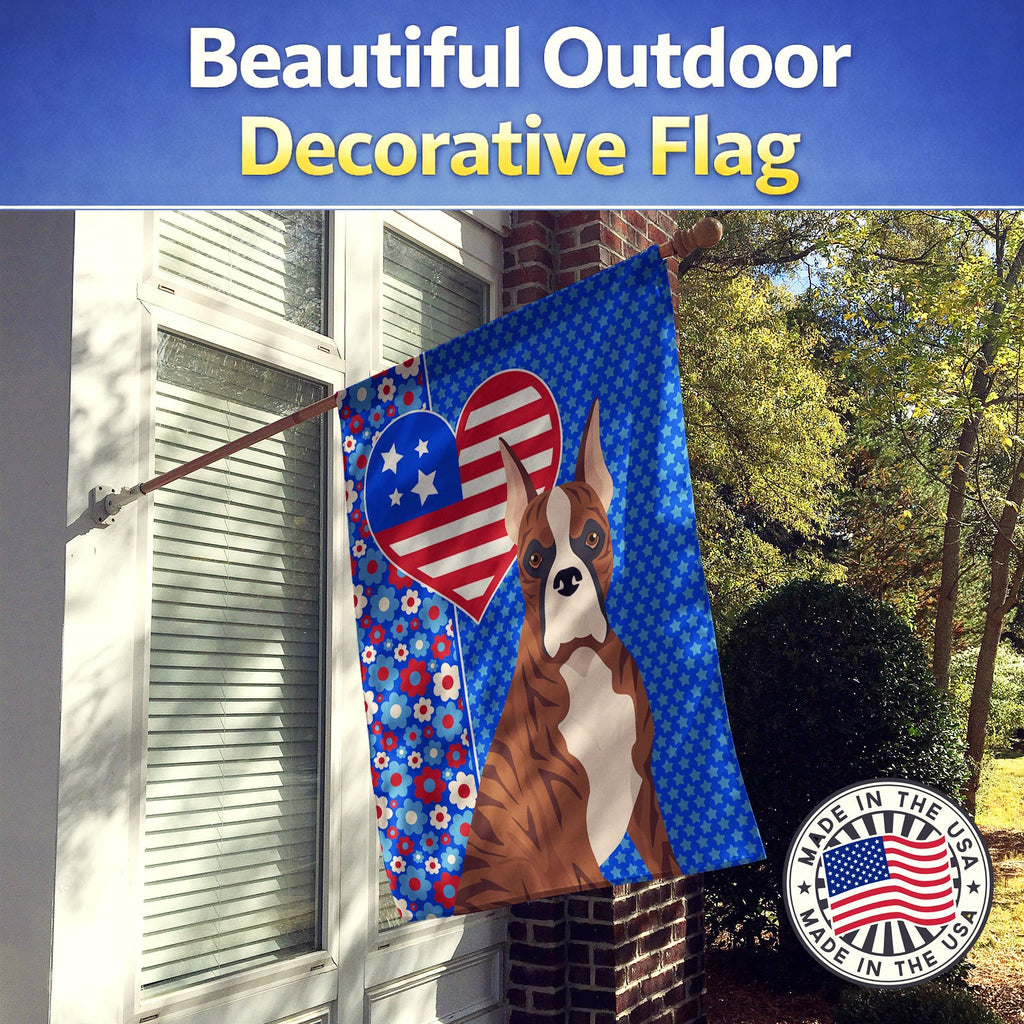 Red Brindle Boxer USA American House Flag 28x40 Porch Sleeve Pole Decorative Outside Yard Banner Artwork Wall Hanging, Polyester