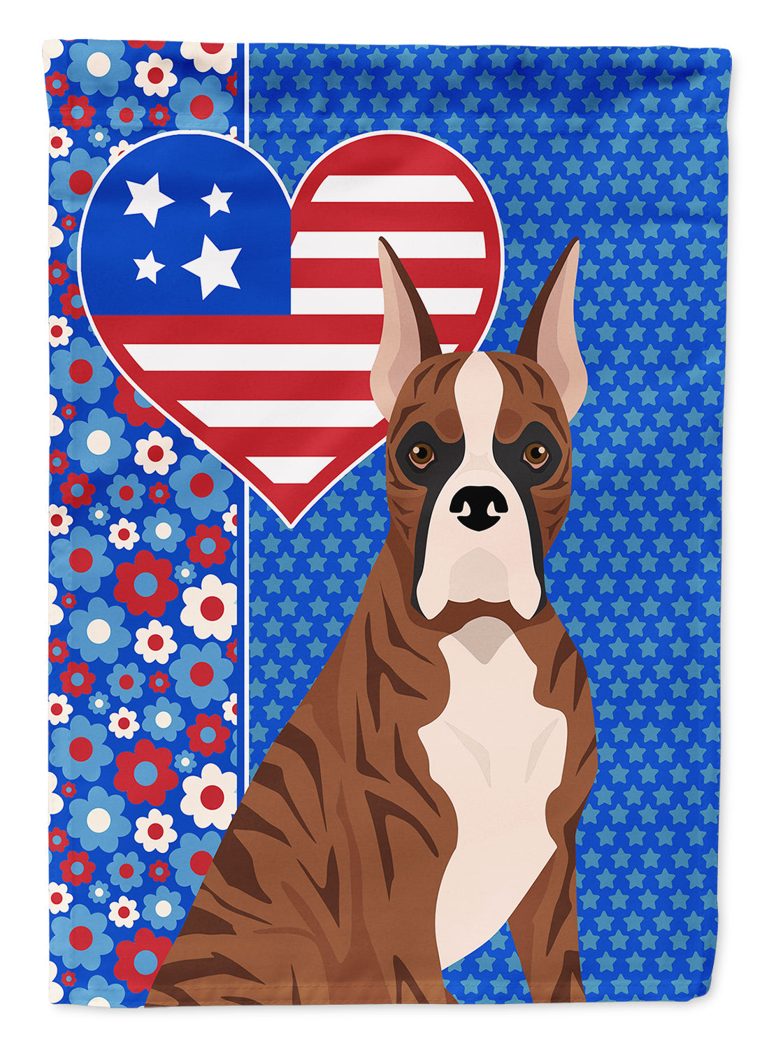 Red Brindle Boxer USA American House Flag 28x40 Porch Sleeve Pole Decorative Outside Yard Banner Artwork Wall Hanging, Polyester