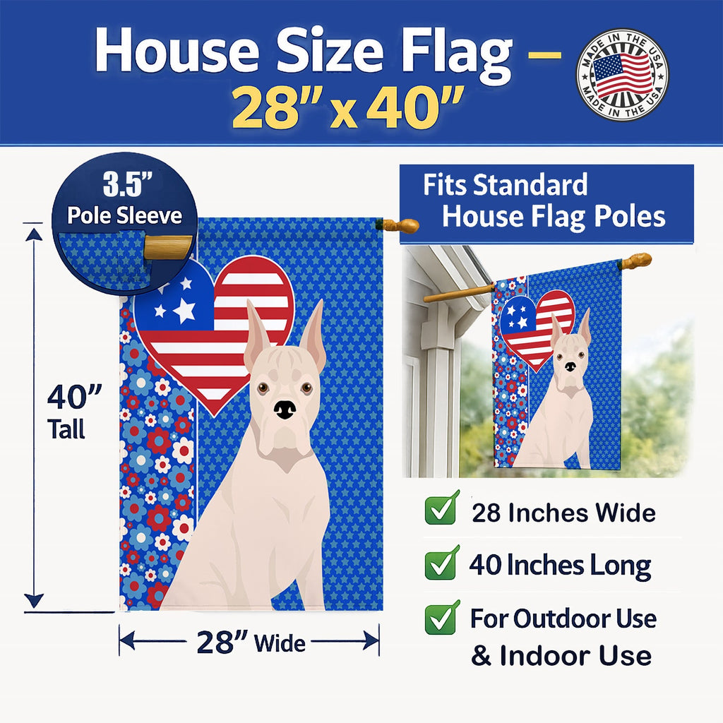 White Boxer USA American House Flag 28x40 Porch Sleeve Pole Decorative Outside Yard Banner Artwork Wall Hanging, Polyester