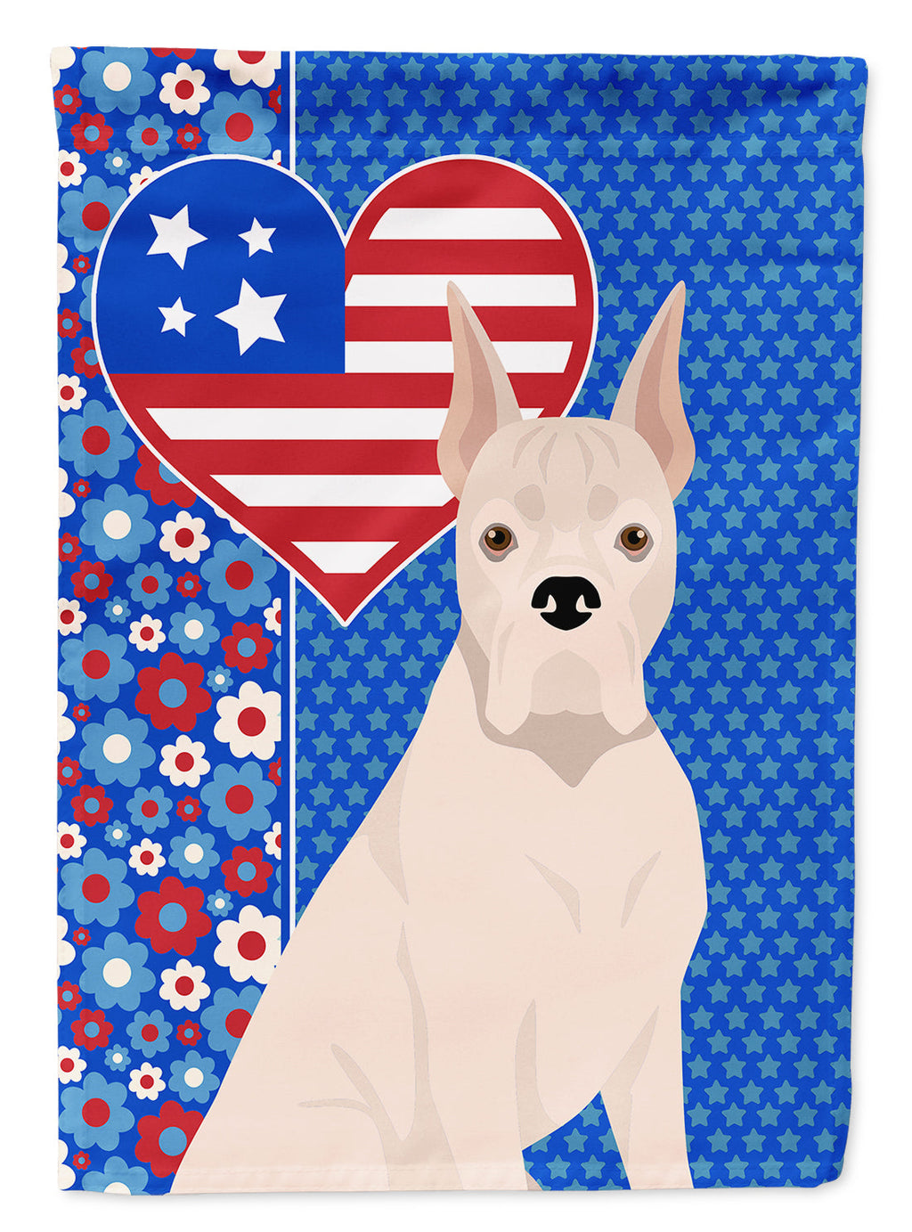 White Boxer USA American House Flag 28x40 Porch Sleeve Pole Decorative Outside Yard Banner Artwork Wall Hanging, Polyester