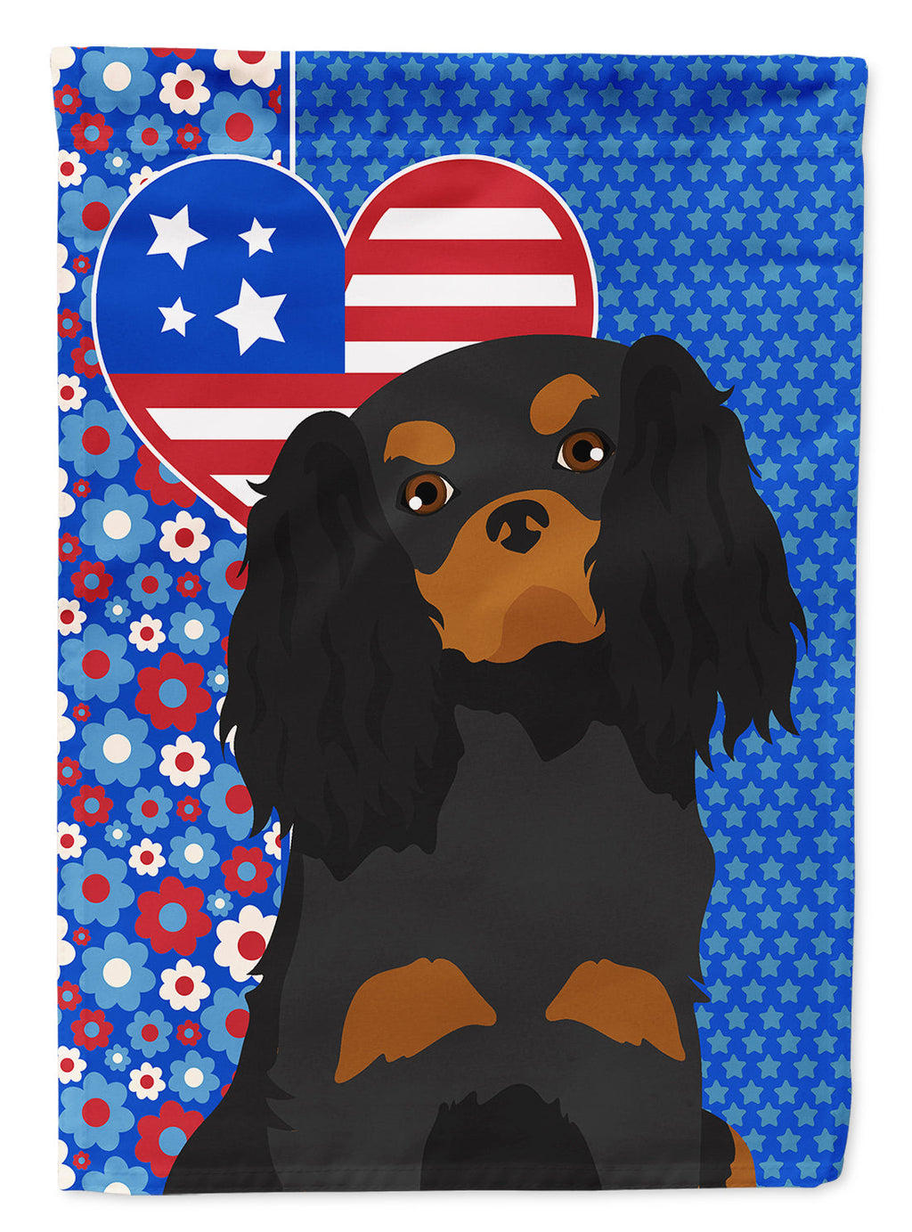 Black and Tan Cavalier Spaniel USA American House Flag 28x40 Porch Sleeve Pole Decorative Outside Yard Banner Artwork Wall Hanging, Polyester