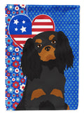 Black and Tan Cavalier Spaniel USA American House Flag 28x40 Porch Sleeve Pole Decorative Outside Yard Banner Artwork Wall Hanging, Polyester