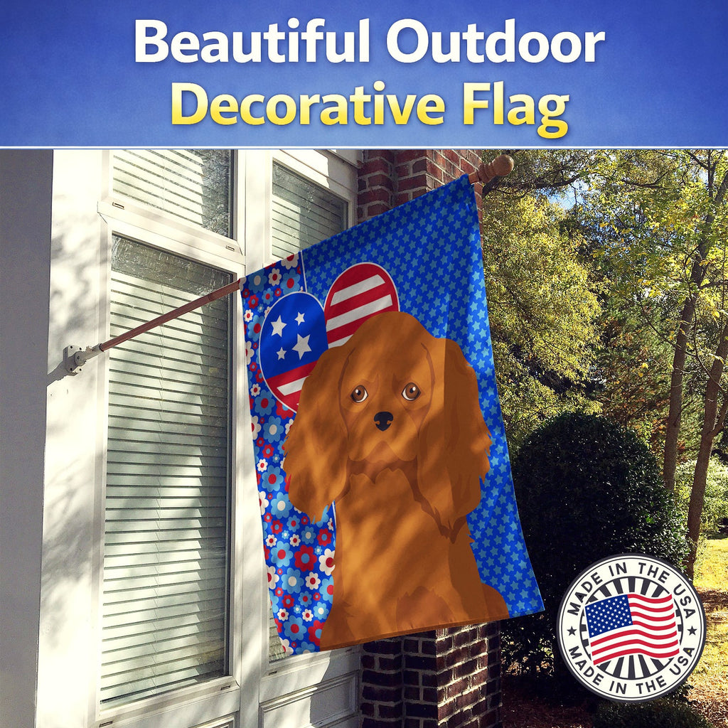 Ruby Cavalier Spaniel USA American House Flag 28x40 Porch Sleeve Pole Decorative Outside Yard Banner Artwork Wall Hanging, Polyester
