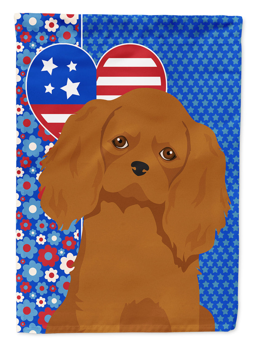Ruby Cavalier Spaniel USA American House Flag 28x40 Porch Sleeve Pole Decorative Outside Yard Banner Artwork Wall Hanging, Polyester