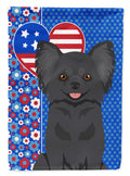 Longhaired Black Chihuahua USA American House Flag 28x40 Porch Sleeve Pole Decorative Outside Yard Banner Artwork Wall Hanging, Polyester