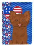 Longhaired Chocolate Chihuahua USA American House Flag 28x40 Porch Sleeve Pole Decorative Outside Yard Banner Artwork Wall Hanging, Polyester