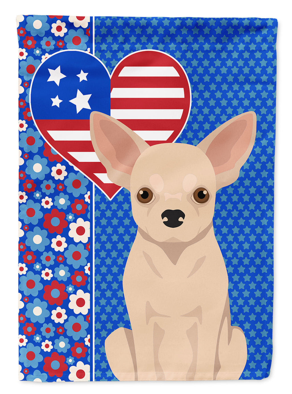 Fawn Chihuahua USA American House Flag 28x40 Porch Sleeve Pole Decorative Outside Yard Banner Artwork Wall Hanging, Polyester