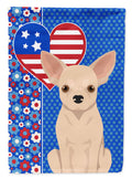 Fawn Chihuahua USA American House Flag 28x40 Porch Sleeve Pole Decorative Outside Yard Banner Artwork Wall Hanging, Polyester