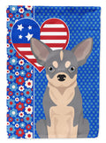 Blue and White Chihuahua USA American House Flag 28x40 Porch Sleeve Pole Decorative Outside Yard Banner Artwork Wall Hanging, Polyester