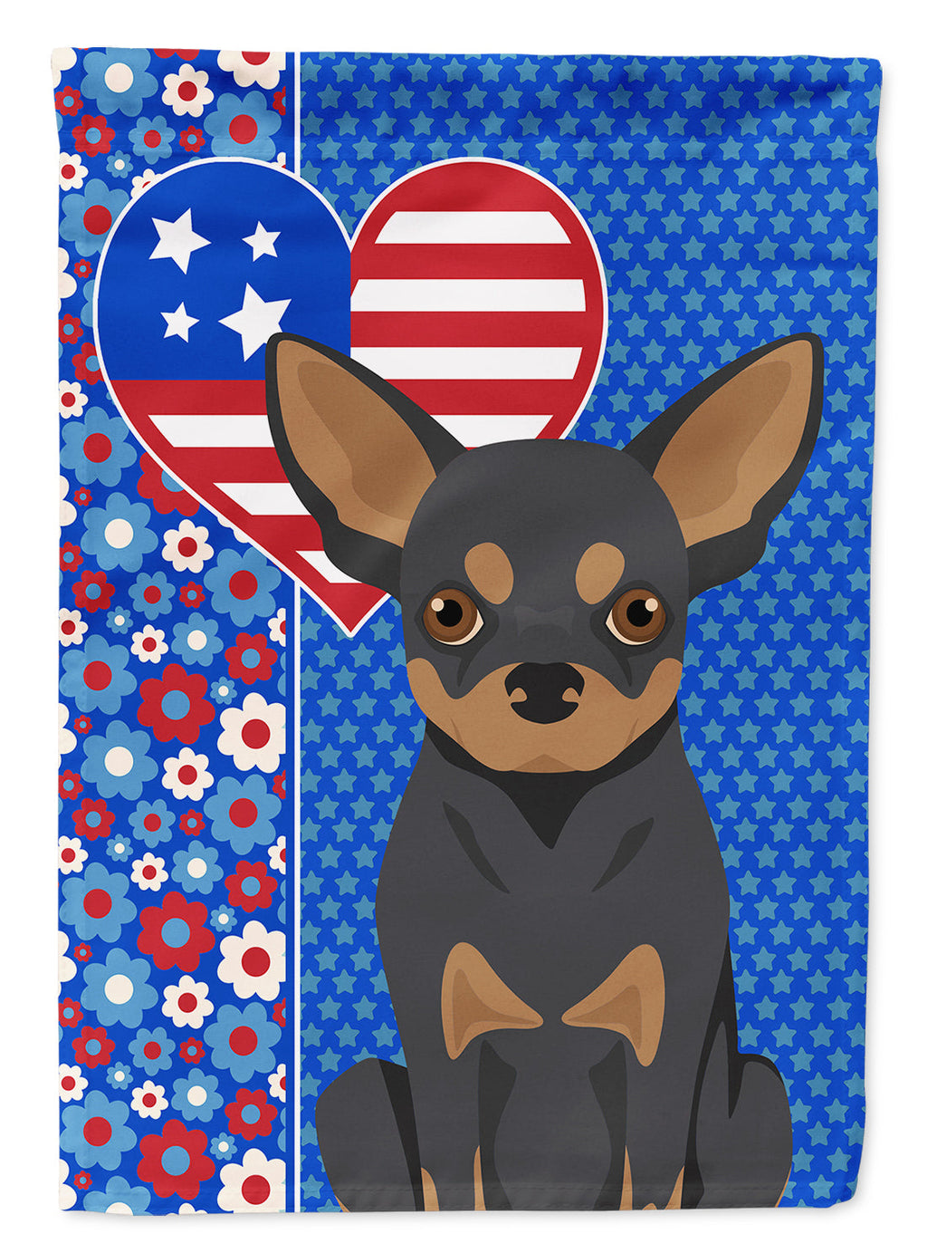 Black and Tan Chihuahua USA American House Flag 28x40 Porch Sleeve Pole Decorative Outside Yard Banner Artwork Wall Hanging, Polyester