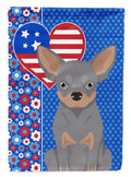 Blue and Tan Chihuahua USA American House Flag 28x40 Porch Sleeve Pole Decorative Outside Yard Banner Artwork Wall Hanging, Polyester