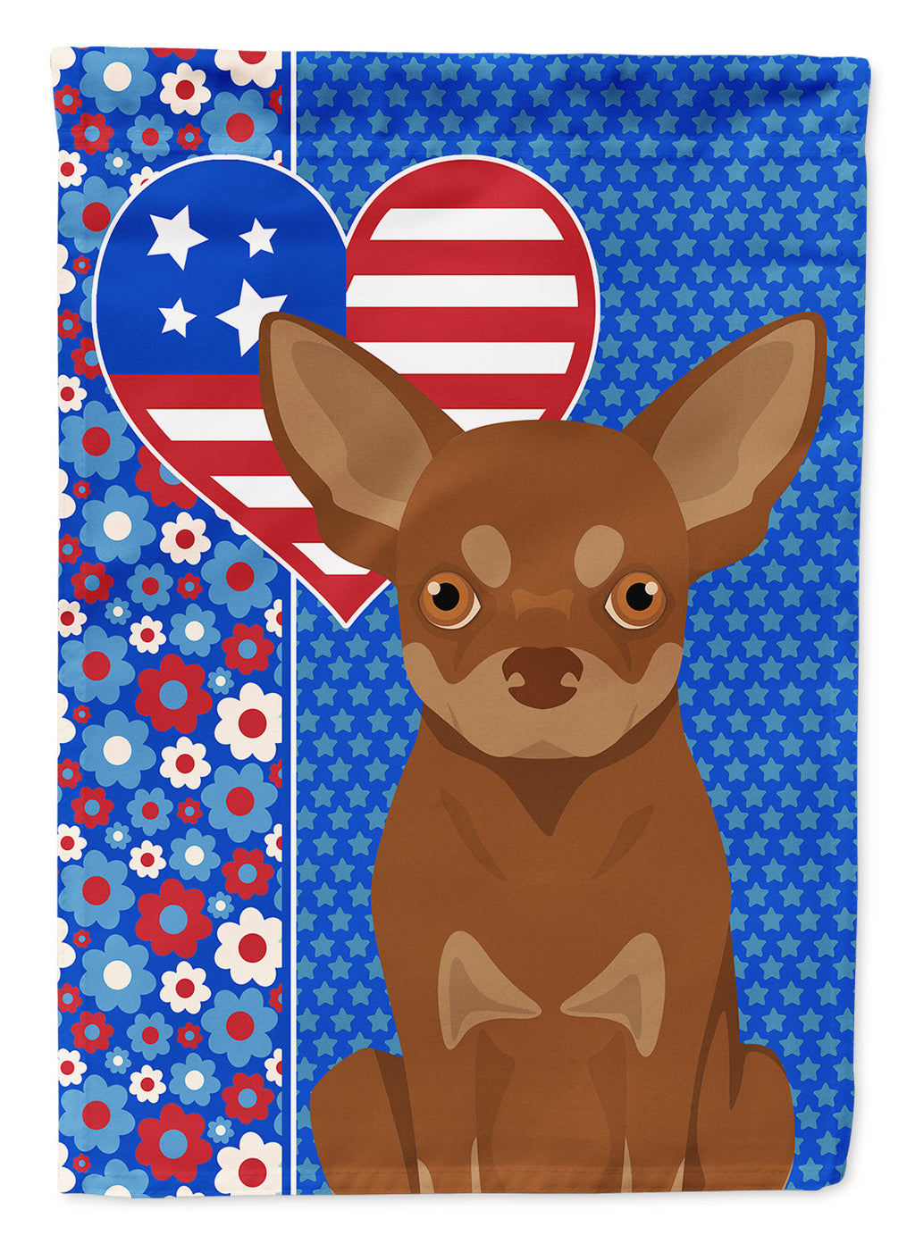 Chocolate and Tan Chihuahua USA American House Flag 28x40 Porch Sleeve Pole Decorative Outside Yard Banner Artwork Wall Hanging, Polyester