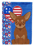 Chocolate and Tan Chihuahua USA American House Flag 28x40 Porch Sleeve Pole Decorative Outside Yard Banner Artwork Wall Hanging, Polyester