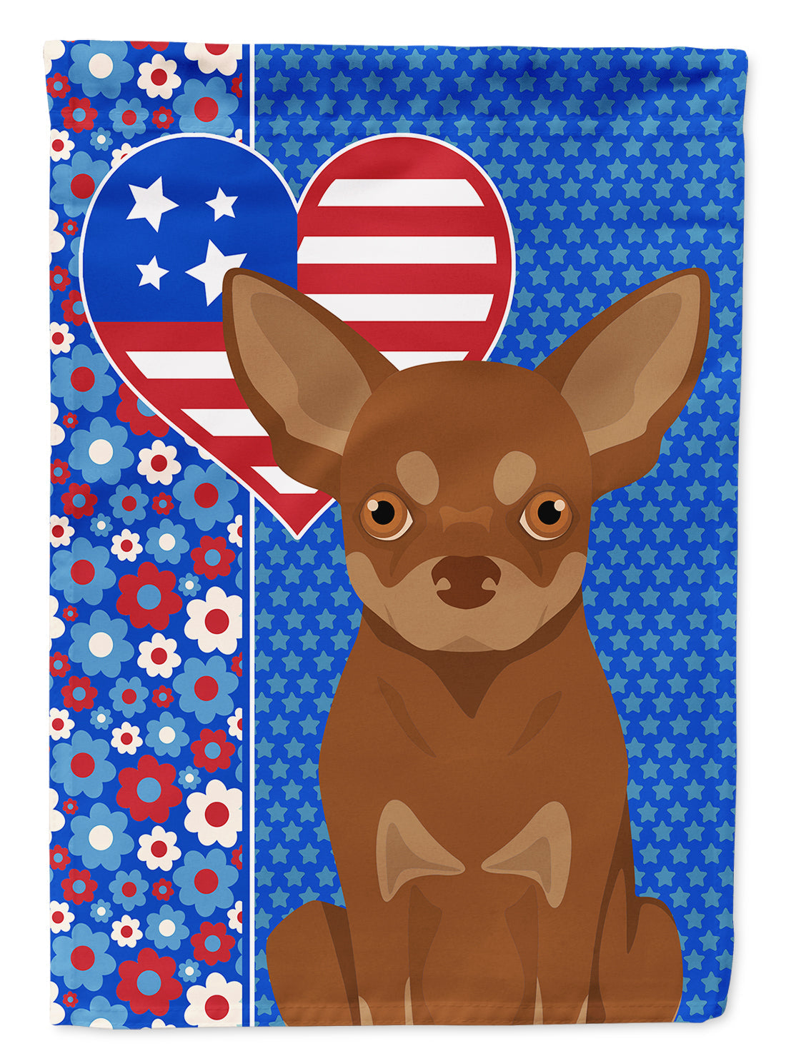 Chocolate and Tan Chihuahua USA American House Flag 28x40 Porch Sleeve Pole Decorative Outside Yard Banner Artwork Wall Hanging, Polyester