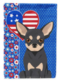 Black and Cream Chihuahua USA American House Flag 28x40 Porch Sleeve Pole Decorative Outside Yard Banner Artwork Wall Hanging, Polyester