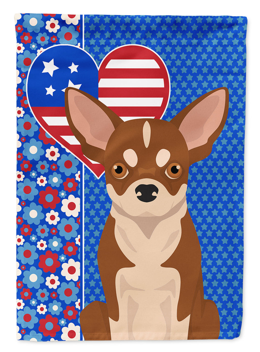 Red and White Chihuahua USA American House Flag 28x40 Porch Sleeve Pole Decorative Outside Yard Banner Artwork Wall Hanging, Polyester