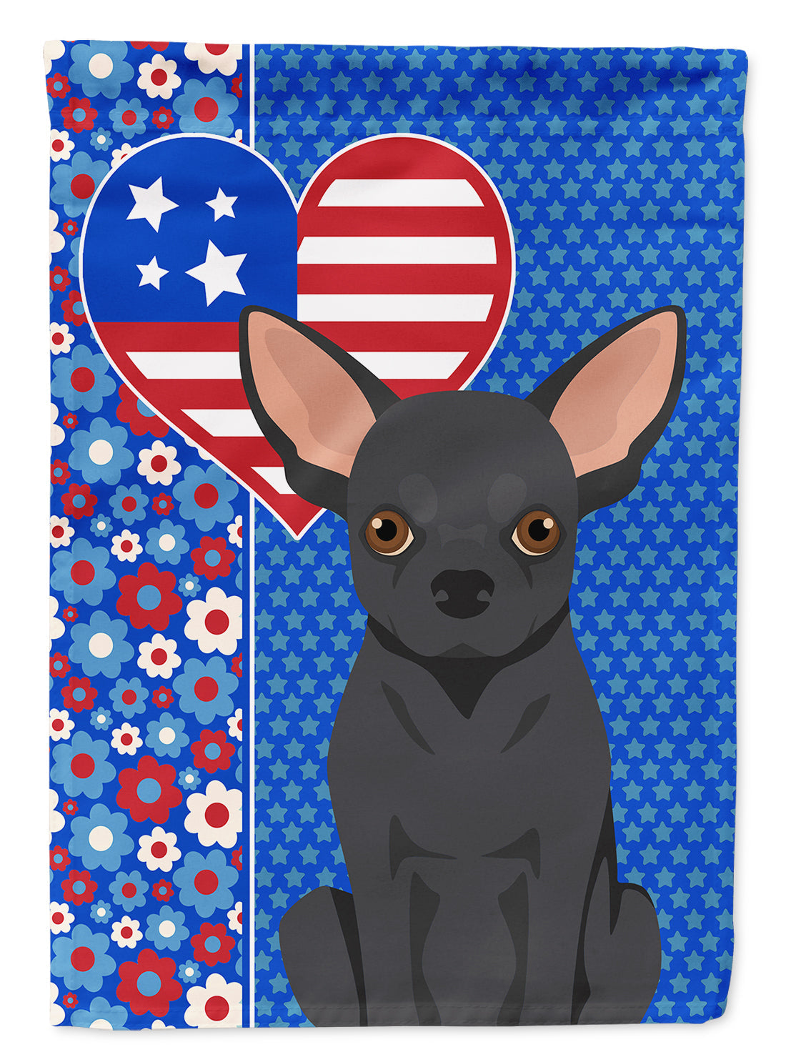 Black Chihuahua USA American House Flag 28x40 Porch Sleeve Pole Decorative Outside Yard Banner Artwork Wall Hanging, Polyester