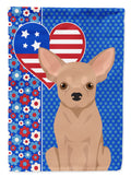 Cream Chihuahua USA American House Flag 28x40 Porch Sleeve Pole Decorative Outside Yard Banner Artwork Wall Hanging, Polyester
