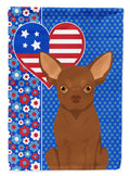Chocolate Chihuahua USA American House Flag 28x40 Porch Sleeve Pole Decorative Outside Yard Banner Artwork Wall Hanging, Polyester