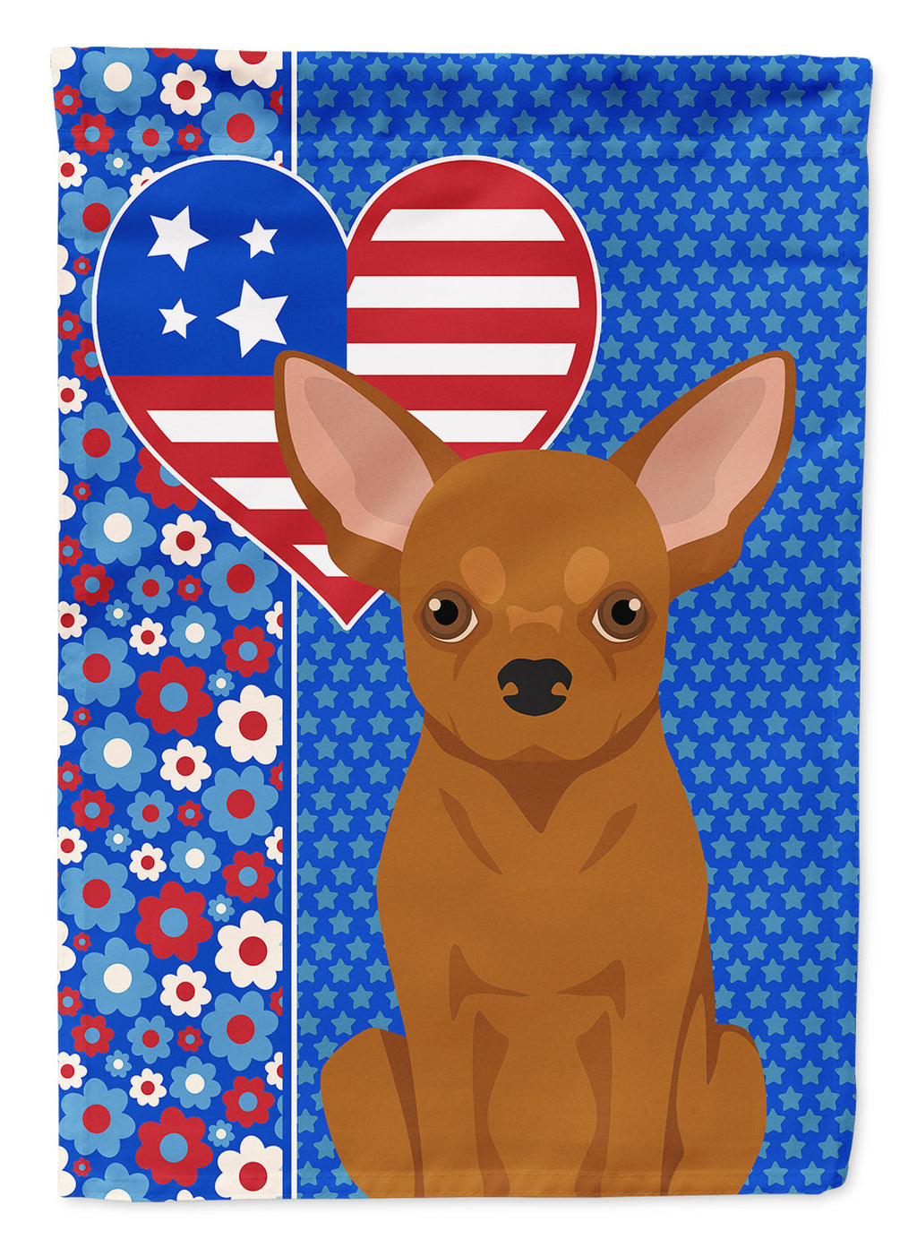 Red Chihuahua USA American House Flag 28x40 Porch Sleeve Pole Decorative Outside Yard Banner Artwork Wall Hanging, Polyester